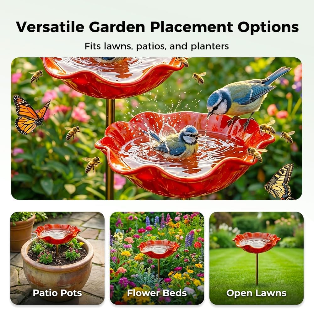 Vilviro™ 🌟Last Day Promotion🎁Handmade Metal Flower Garden Stake Bird Bath