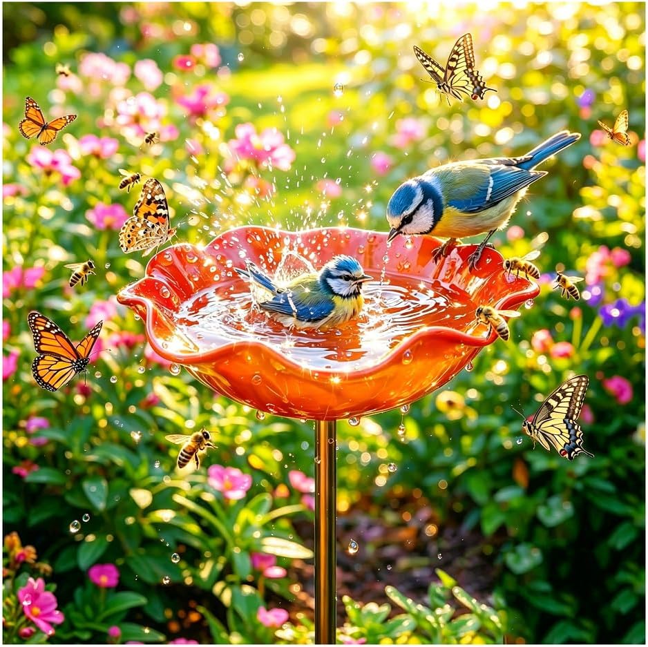 Vilviro™ 🌟Last Day Promotion🎁Handmade Metal Flower Garden Stake Bird Bath