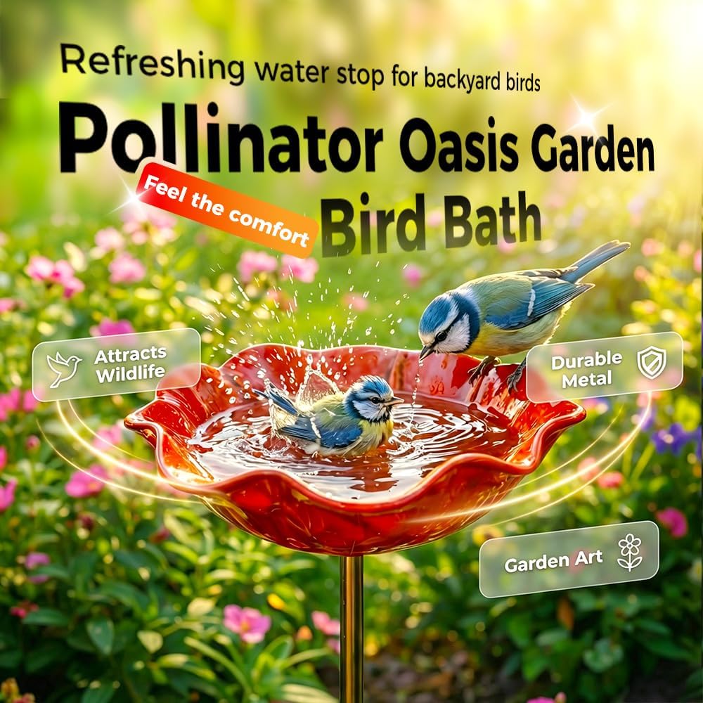 Vilviro™ 🌟Last Day Promotion🎁Handmade Metal Flower Garden Stake Bird Bath