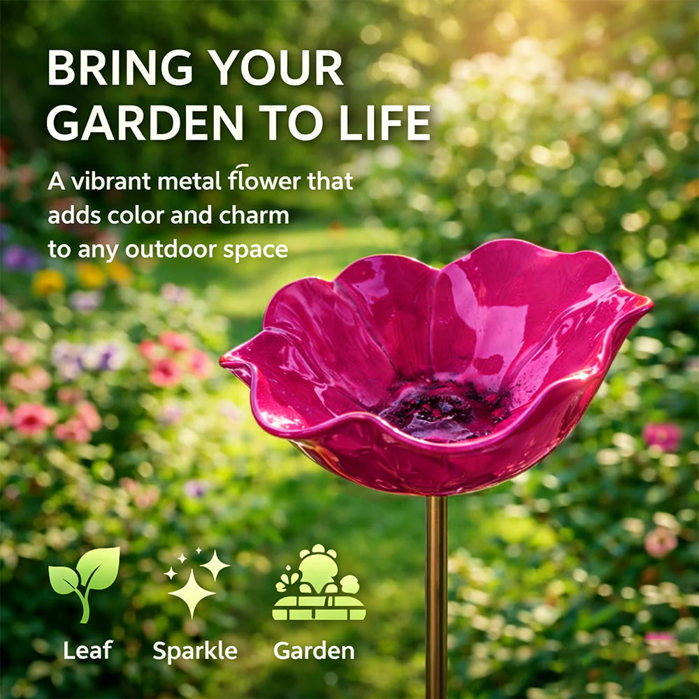 Vilviro™ 🌟Last Day Promotion🎁Handmade Metal Flower Garden Stake Bird Bath