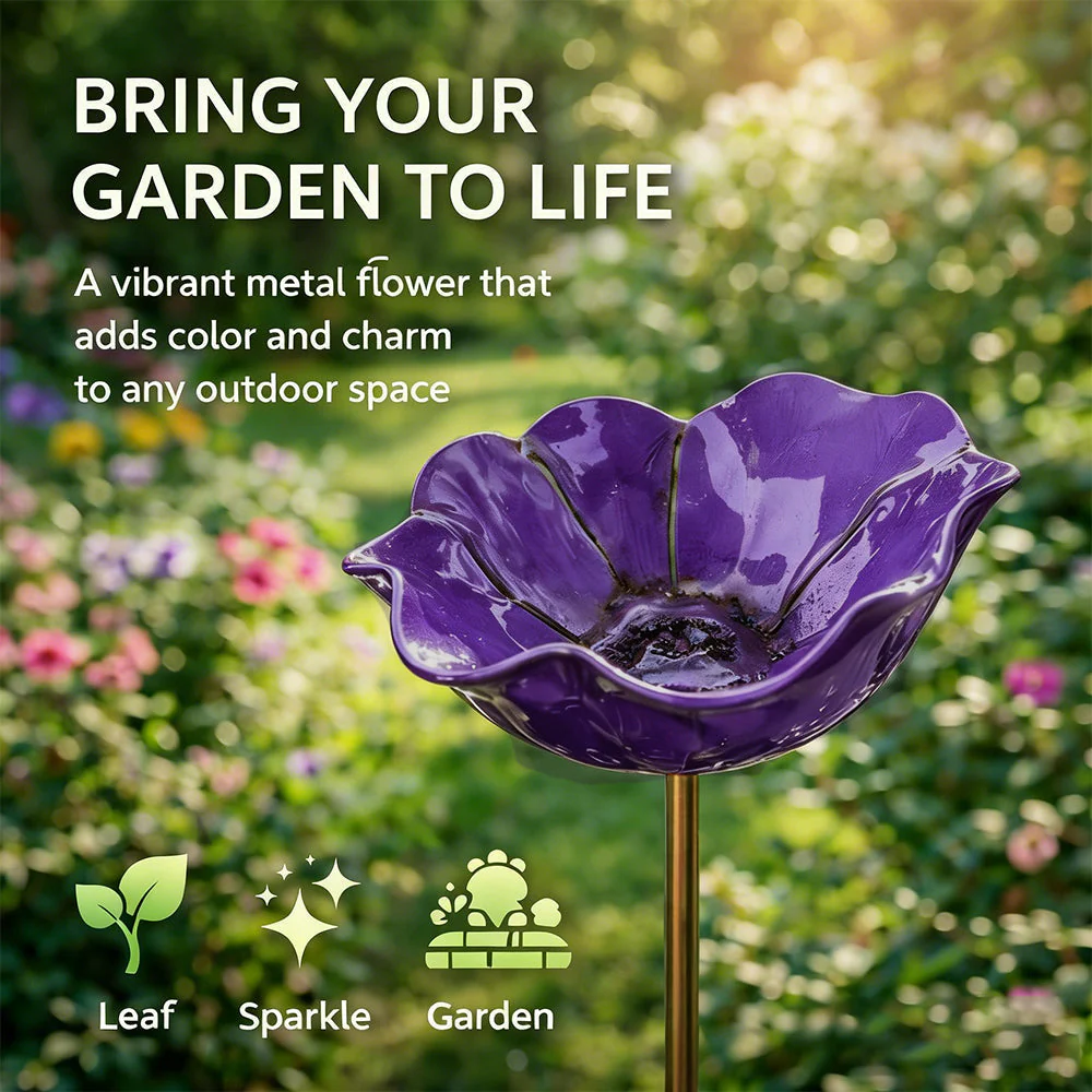 Vilviro™ 🌟Last Day Promotion🎁Handmade Metal Flower Garden Stake Bird Bath