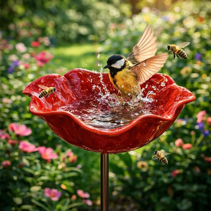 Vilviro™ 🌟Last Day Promotion🎁Handmade Metal Flower Garden Stake Bird Bath