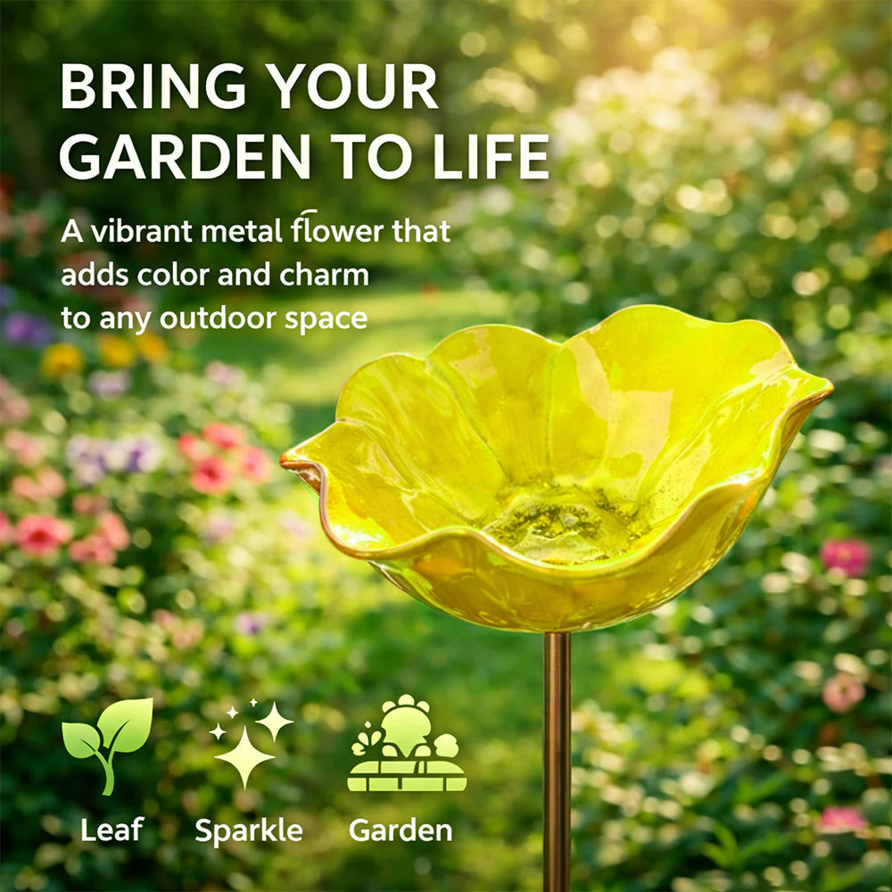 Vilviro™ 🌟Last Day Promotion🎁Handmade Metal Flower Garden Stake Bird Bath